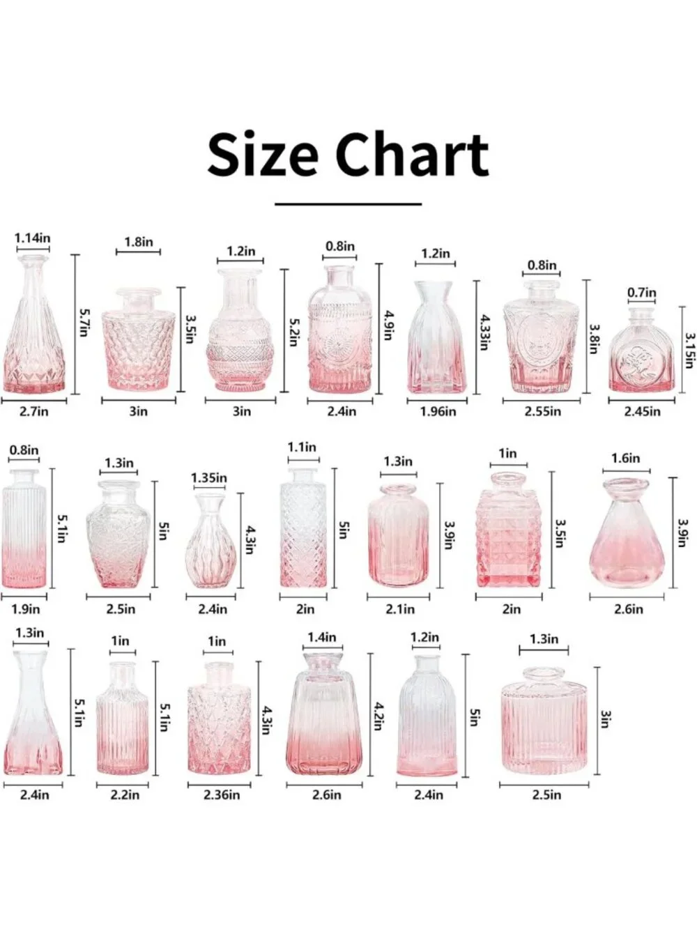 Set of 20 Pink Mini Glass Bud Vases - Vintage Floral Decor for Weddings & Home